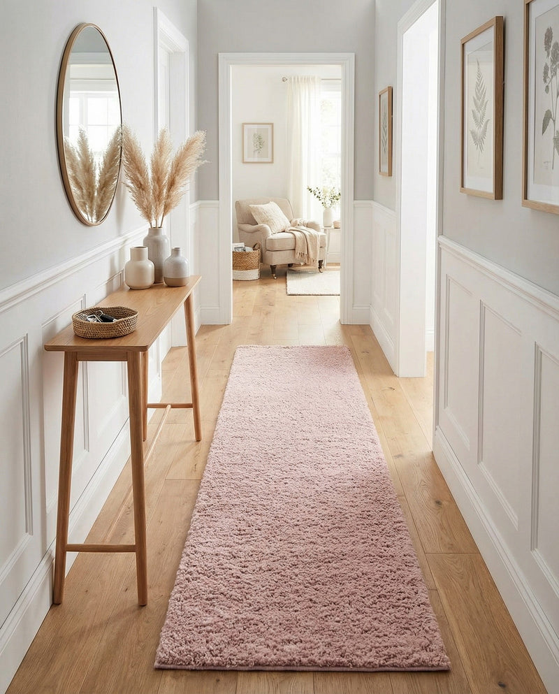 Cozy Comfort Shag Collection Area Rug - Haven (Pink) Runner Pink  lifestyle 29