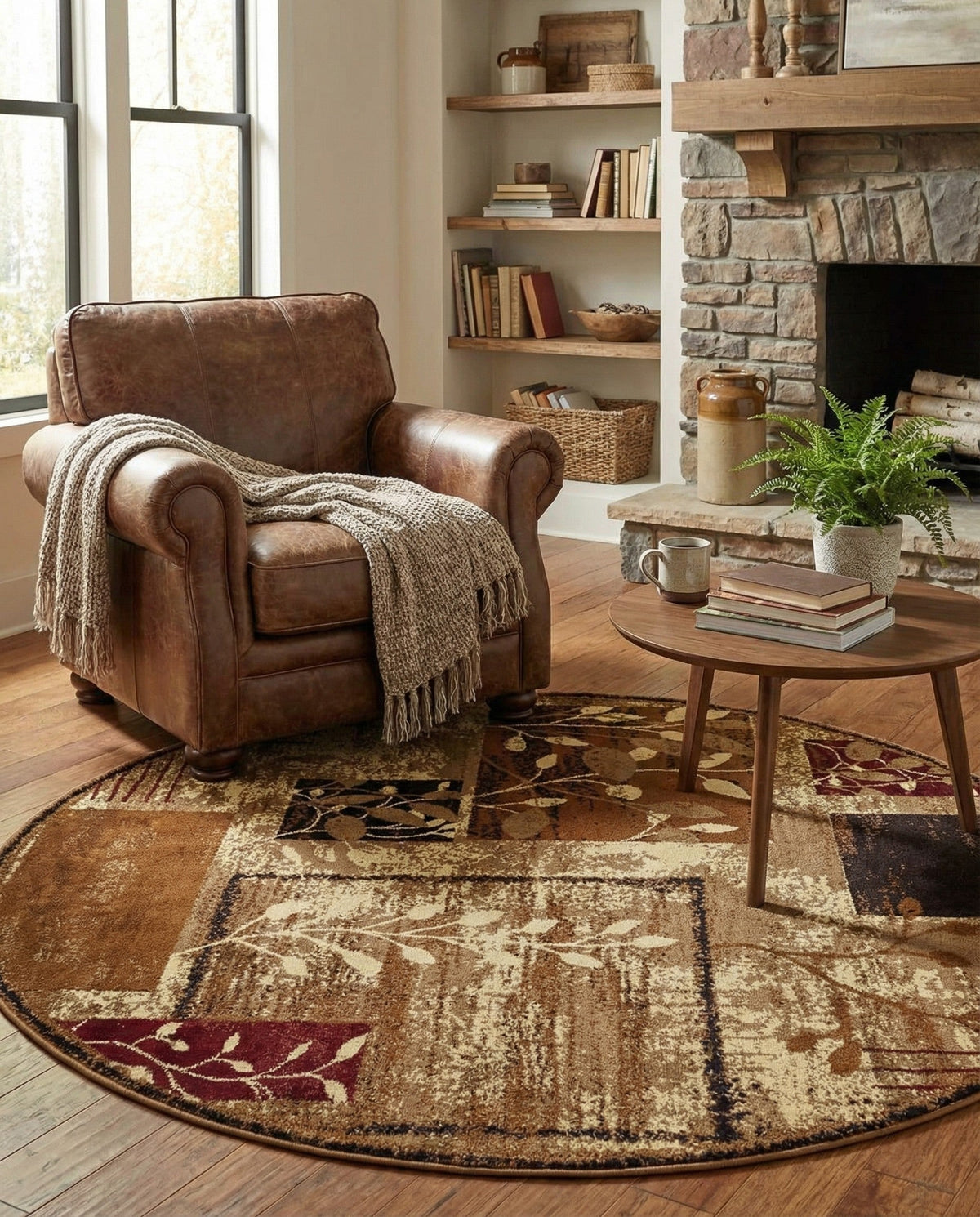 Bistro Lounge Collection Area Rug -  Affogato Round Beige  lifestyle 139