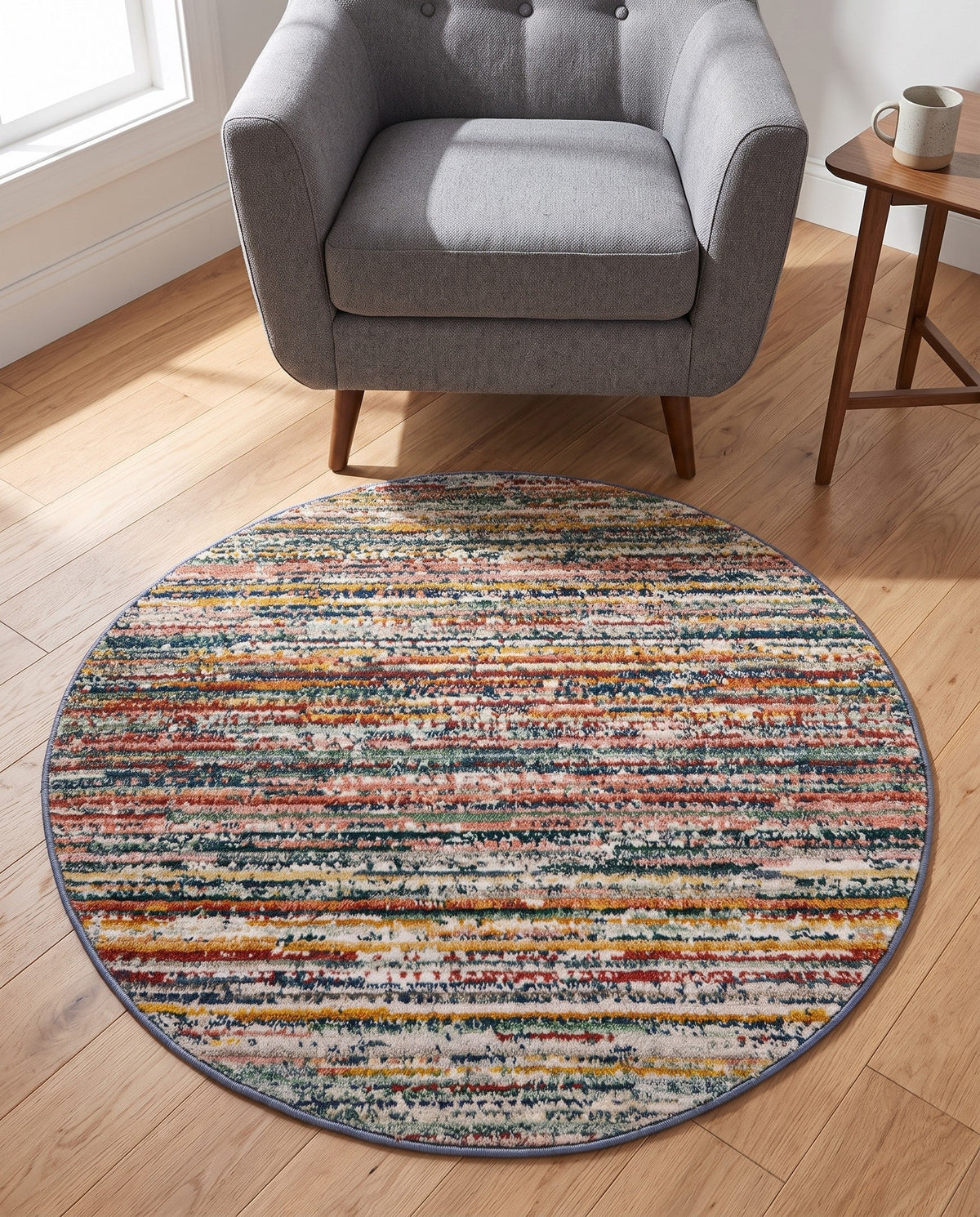 Jewel Oasis Collection Area Rug - Sapphire (Multi) Round Multi  lifestyle 156