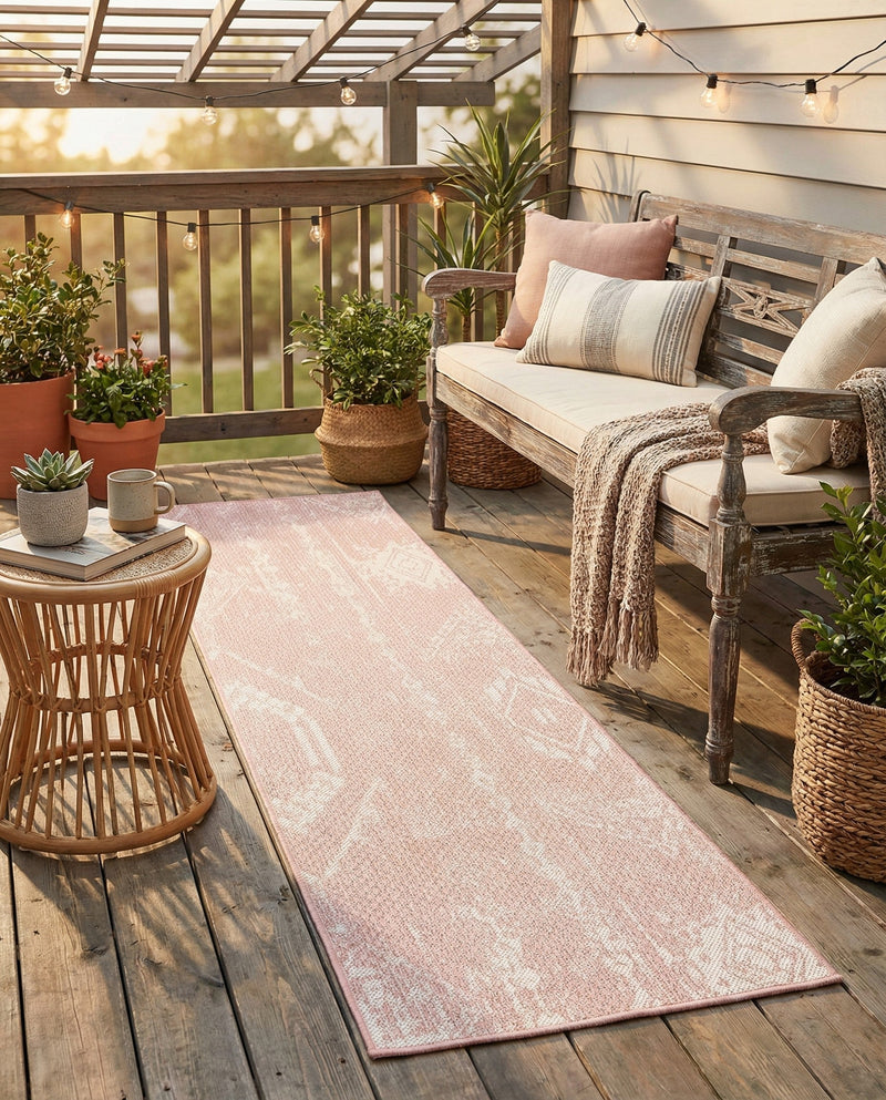Desert Nomad Terrace Collection Area Rug - Sahara (Pink) Runner Pink  lifestyle 19