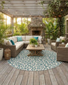 Savannah Escape Collection Area Rug -  Amazon (Teal) Round Teal  lifestyle 38