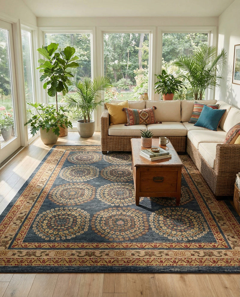 Zagros Oasis Collection Area Rug -  Gilan-e Gharb Rectangle Blue  lifestyle 11