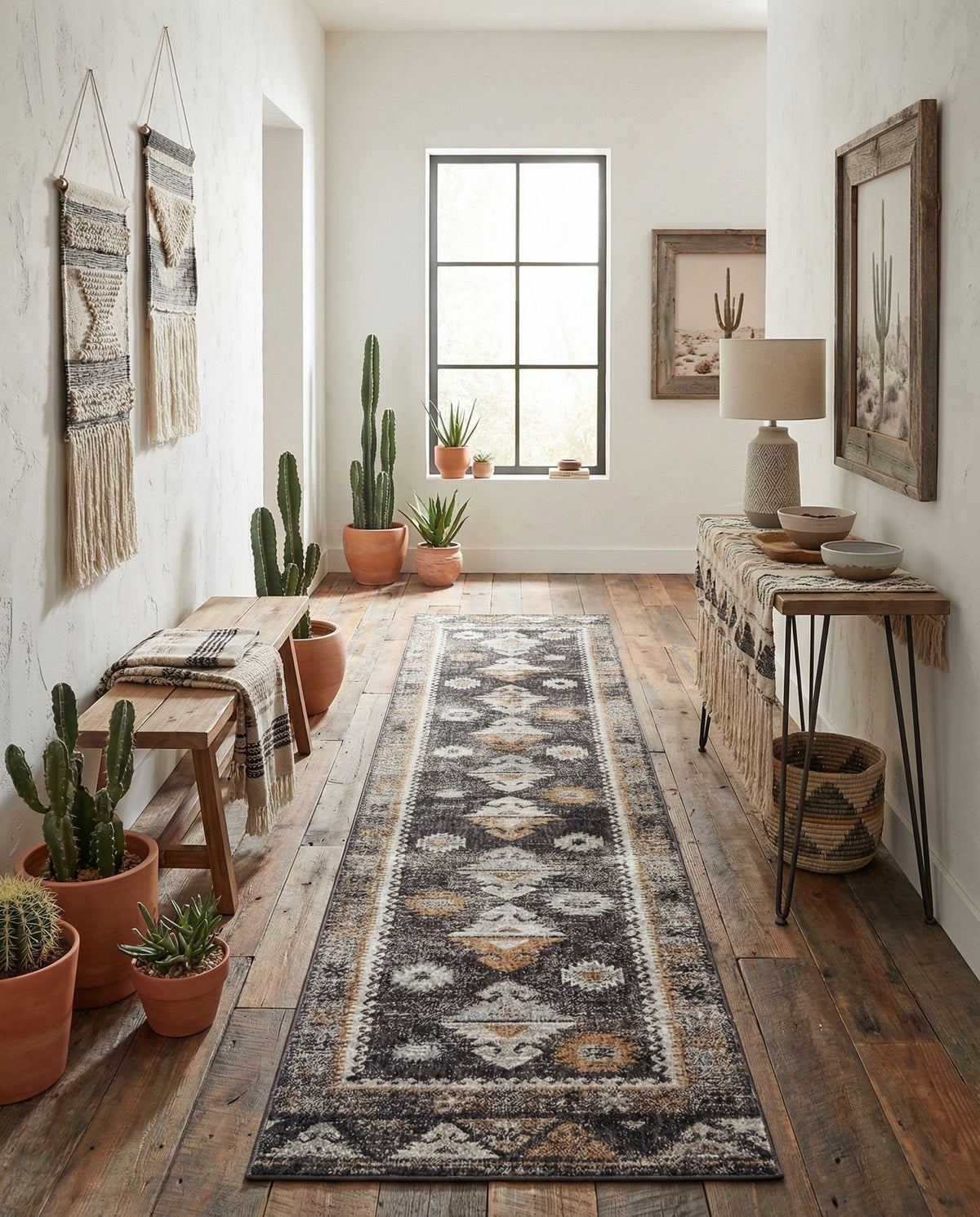 Desert Modern Eco Rug Series Collection Area Rug -  Mojave Runner Charcoal Gray  lifestyle 69