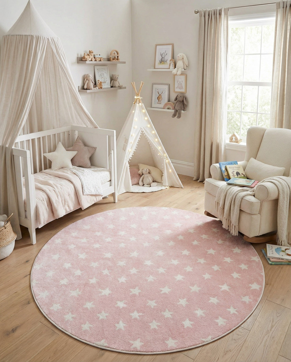 Wonder Tykes Collection Area Rug -  Mosaic Round Pink  lifestyle 131