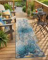 Urban Terrace Collection Area Rug -  Lanai Runner Gradient Blue  lifestyle 59