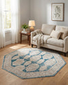 Seville Stripes Collection Area Rug -  Granada (Blue) Octagon Blue  lifestyle 57