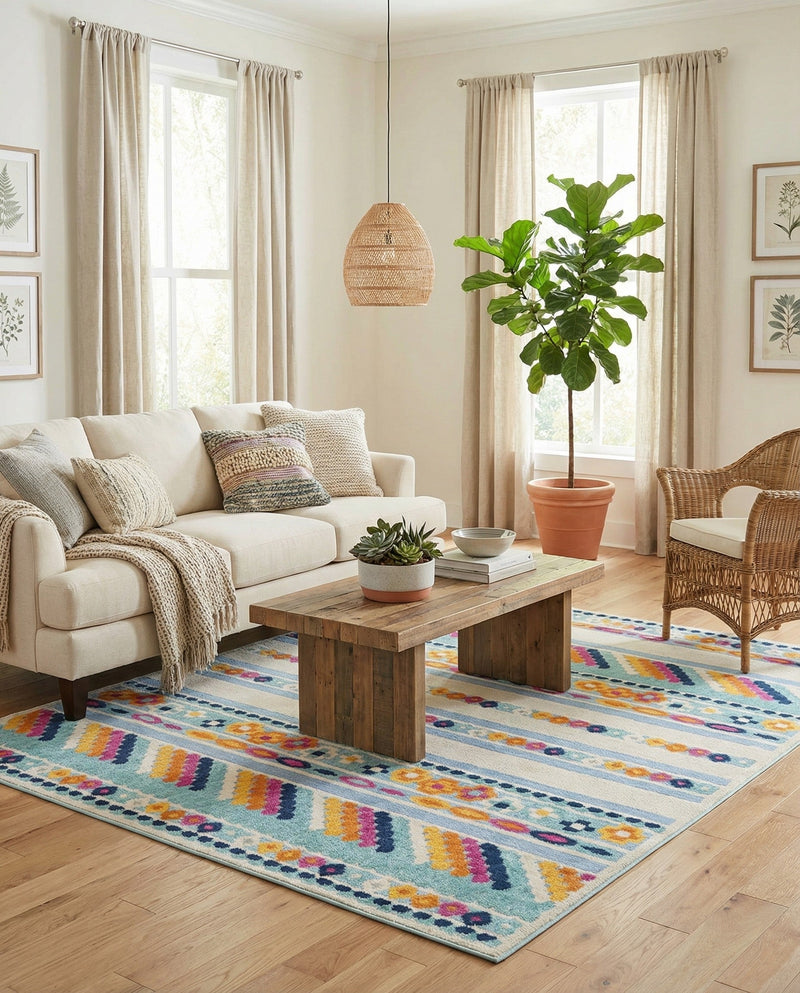 Bahama Breeze Outdoor Collection Area Rug -  Bimini Rectangle Blue  lifestyle 45