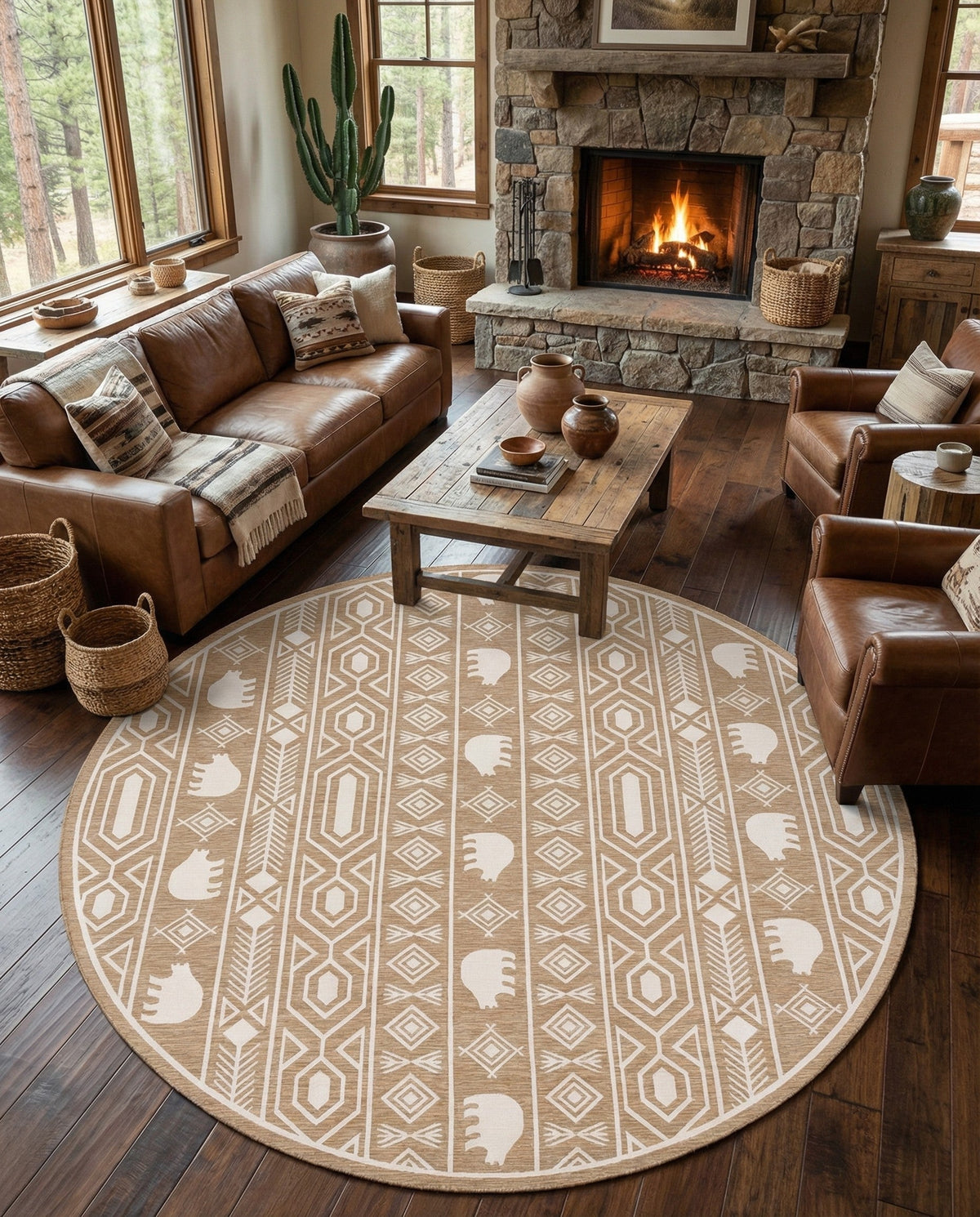Mesa Oasis Rugs Collection Area Rug - Sundown Round Taupe  lifestyle 43