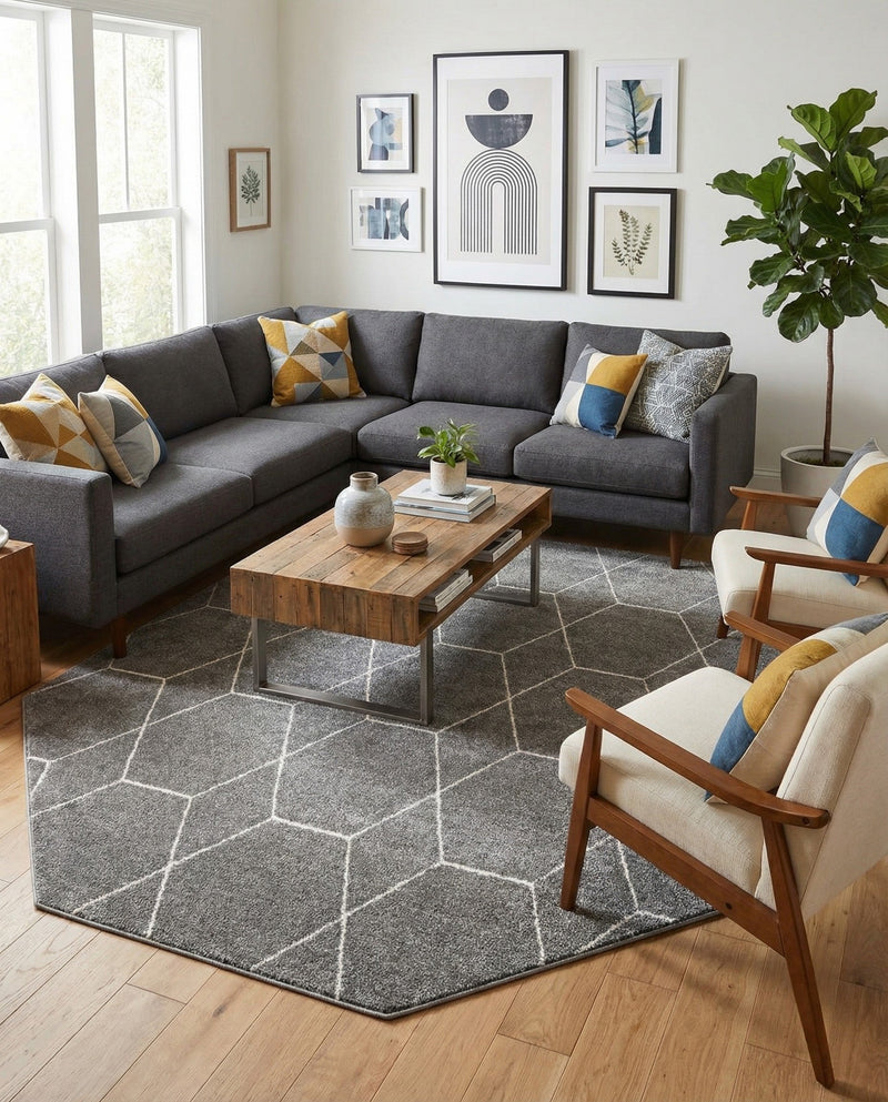Trellis Mosaic Collection Area Rug - Arborville (Light Gray) Octagon Light Gray  lifestyle 65