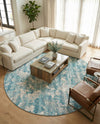 Urban Terrace Collection Area Rug -  Gazebo Round Aqua Blue  lifestyle 67