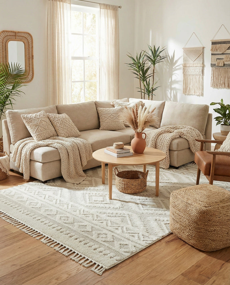 Sahara Chic Collection Area Rug -  Fez Rectangle Ivory  lifestyle 16
