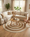 Woven Seaside Jute Collection Area Rug - Nautilus Round White Natural  lifestyle 52
