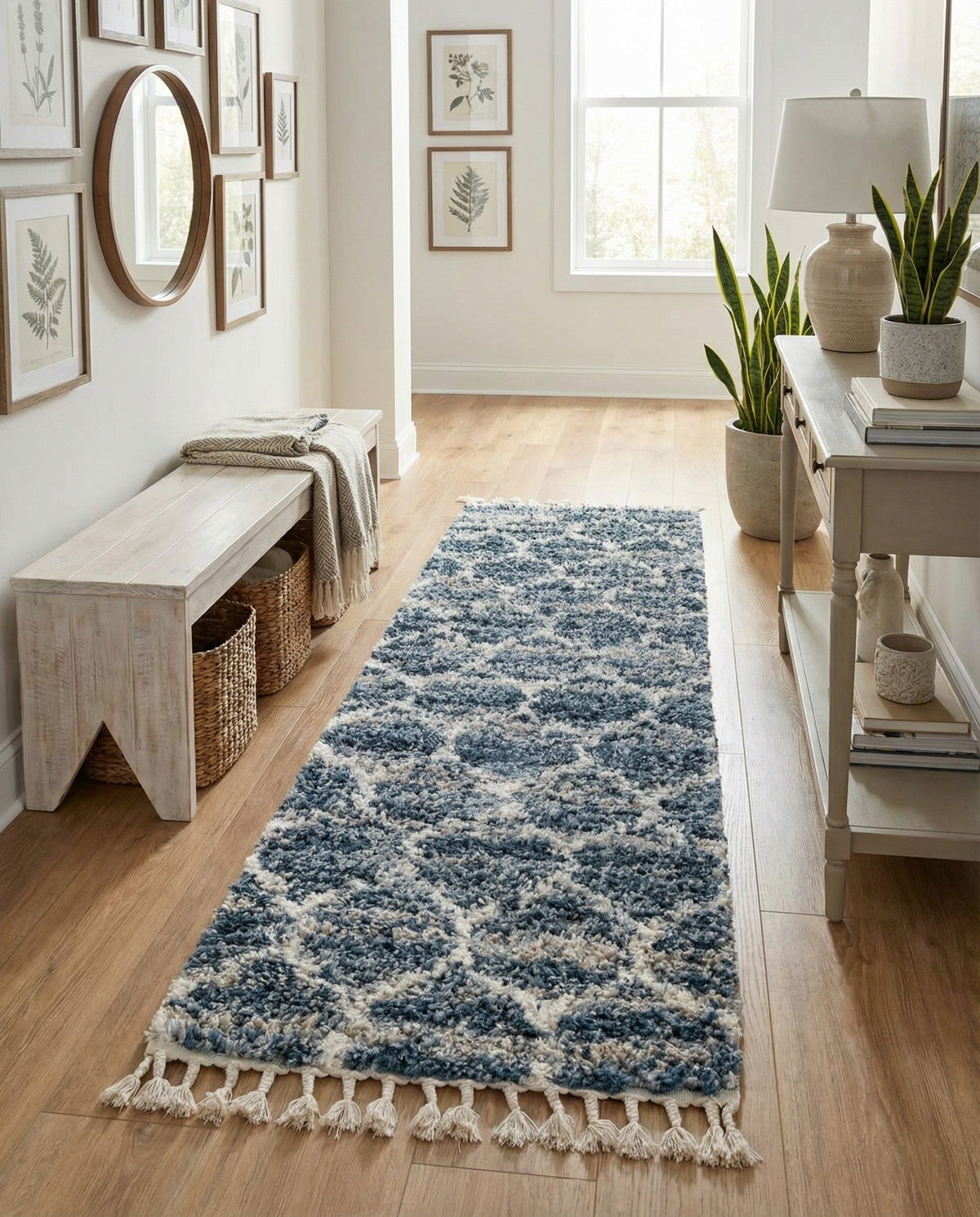 Cozy Cove Shag Collection Area Rug - Marina Runner Blue  lifestyle 159