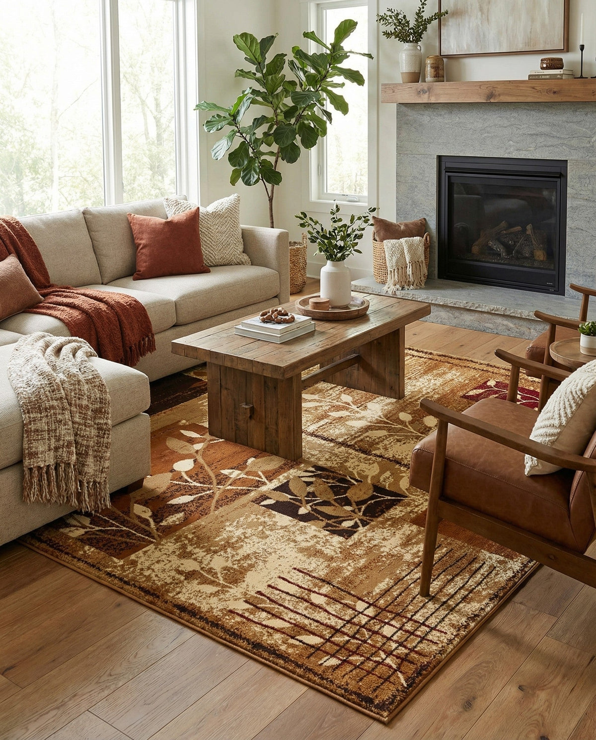 Bistro Lounge Collection Area Rug -  Affogato Square Beige  lifestyle 142
