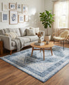 Aegean Elegance Washables Collection Area Rug -  Delos Rectangle Navy Blue  lifestyle 6