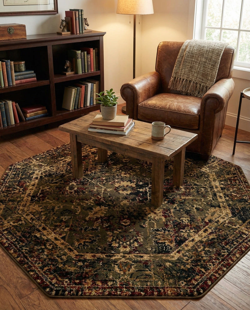 Neptune Elegance Collection Area Rug -  Galatea (Green) Octagon Green  lifestyle 67