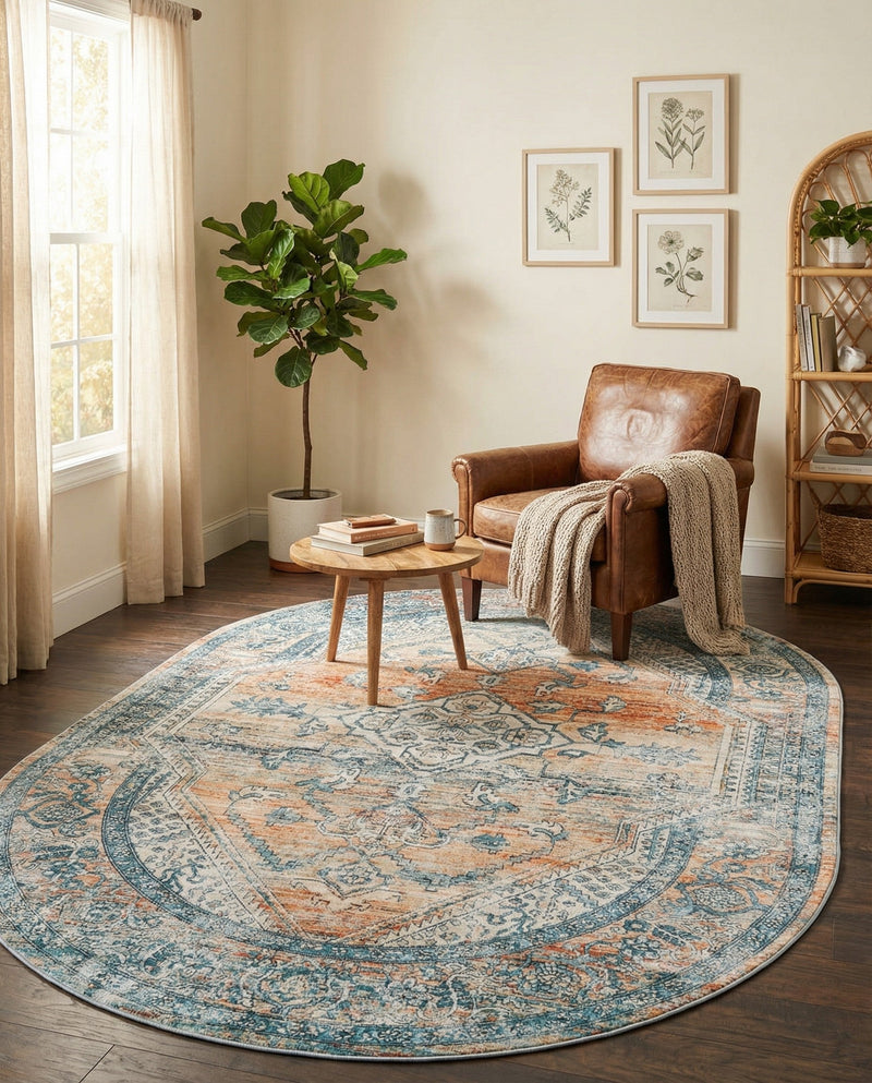 Coastal Haven Collection Area Rug -  Oceania Oval Multi  lifestyle 65