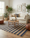 Woven Seaside Jute Collection Area Rug - Nantucket Rectangle Navy Ivory  lifestyle 35