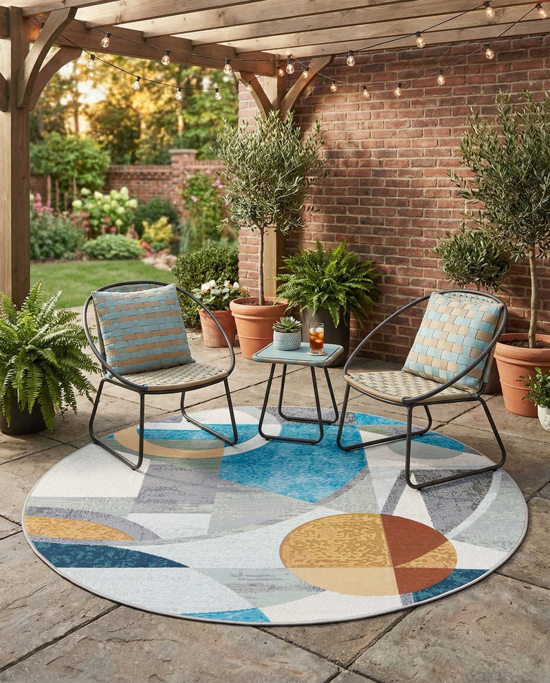 Urban Terrace Collection Area Rug -  Loggia Round Multi  lifestyle 54