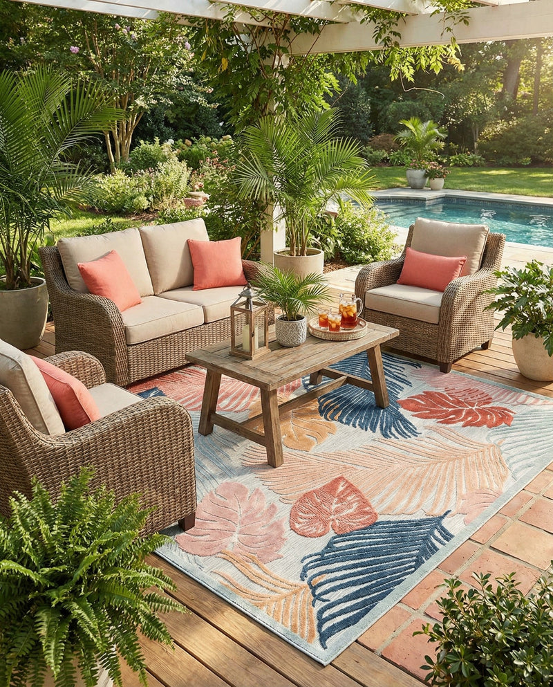 Seaside Blooms Collection Area Rug -  Tranquil Rectangle Multi  lifestyle 39