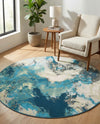 Urban Terrace Collection Area Rug -  Gazebo Round Blue and Ivory  lifestyle 52