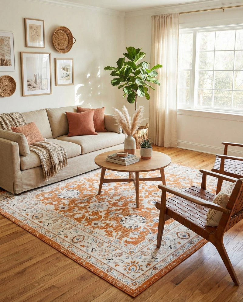 Savannah Elegance Collection Area Rug - Augusta (Rust Red) Square Rust Red  lifestyle 35