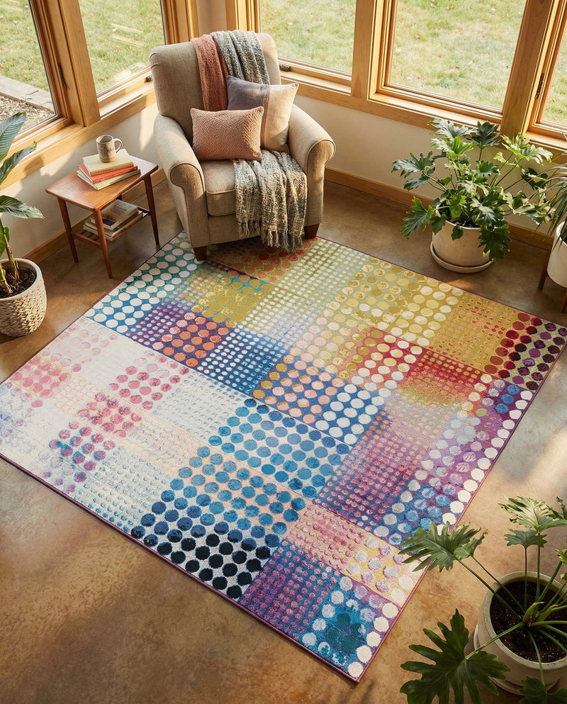Urban Terrace Collection Area Rug -  Atrium Square Multi  lifestyle 60