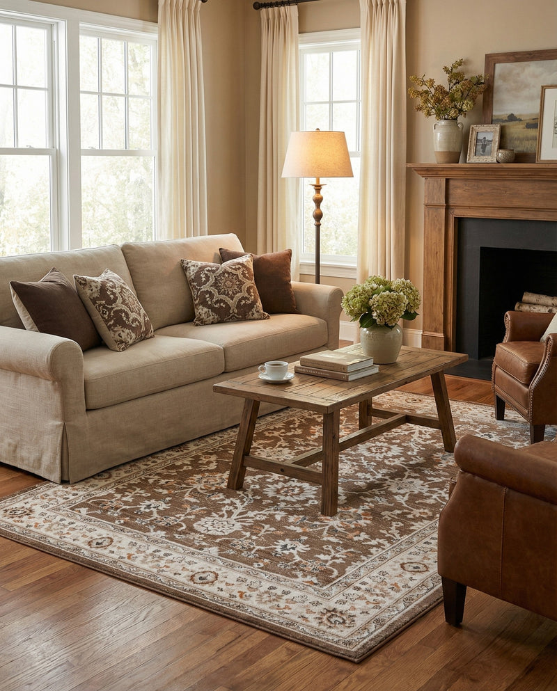 Savannah Elegance Collection Area Rug - Augusta (Brown) Rectangle Brown  lifestyle 9
