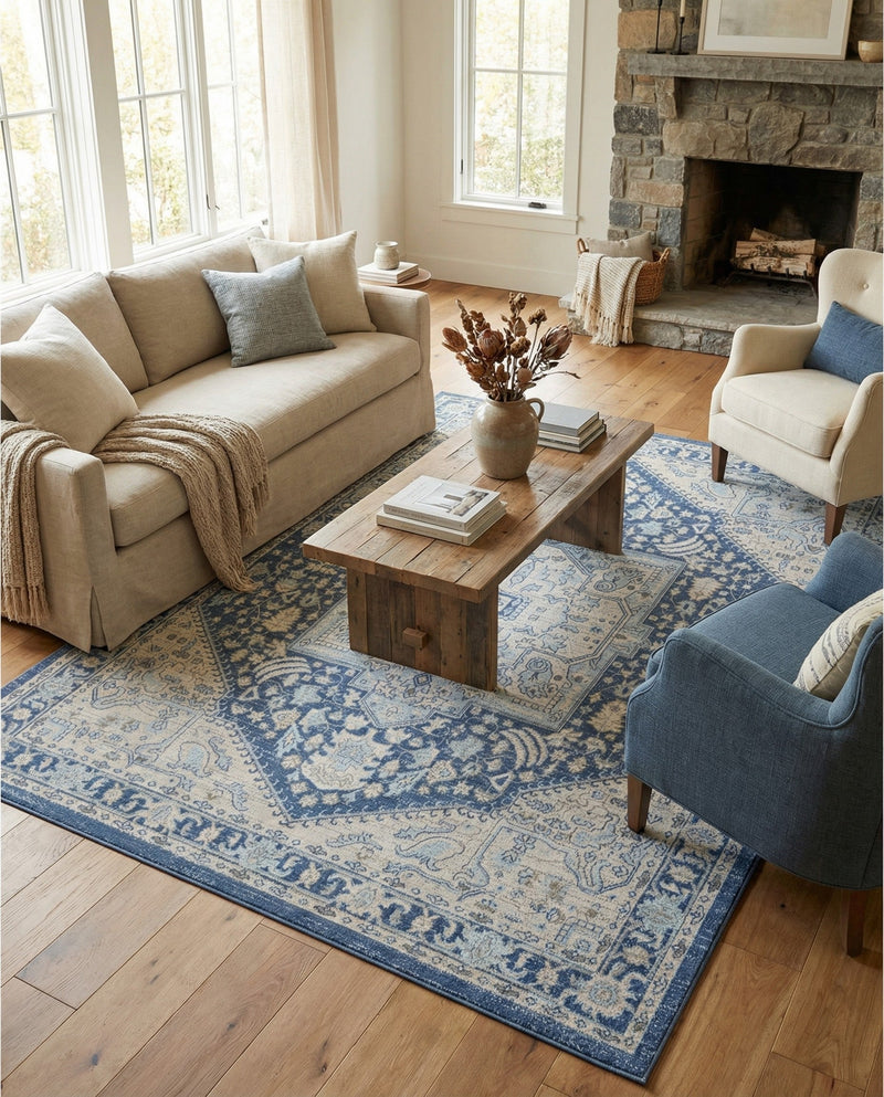 Savannah Series Collection Area Rug - Charleston (French Blue) Rectangle French Blue  lifestyle 10