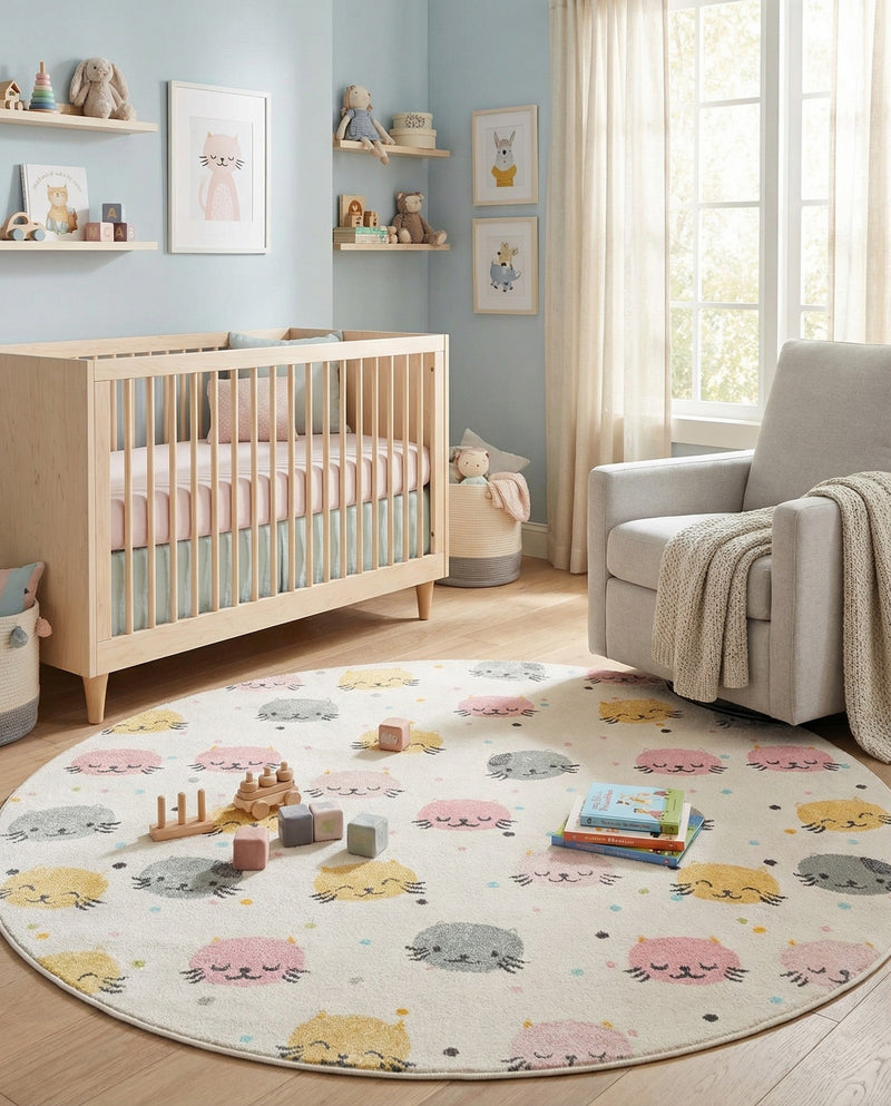 Wonder Tykes Collection Area Rug -  Dazzle Round Ivory  lifestyle 39