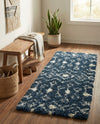 Berber Lattice Shag Collection Area Rug - Atlas (Navy Blue) Runner Navy Blue  lifestyle 35