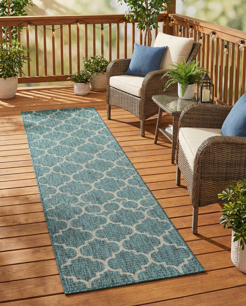 Savannah Pergola Collection Area Rug - Arbor (Teal) Runner Teal  lifestyle 83