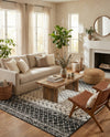 Mediterranean Lattice Collection Area Rug -  Casablanca (Black and White) Rectangle Black and White  lifestyle 10