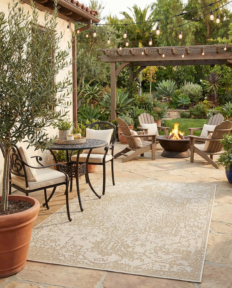 Patio Heritage Collection Area Rug - Santorini Rectangle Khaki  lifestyle 14