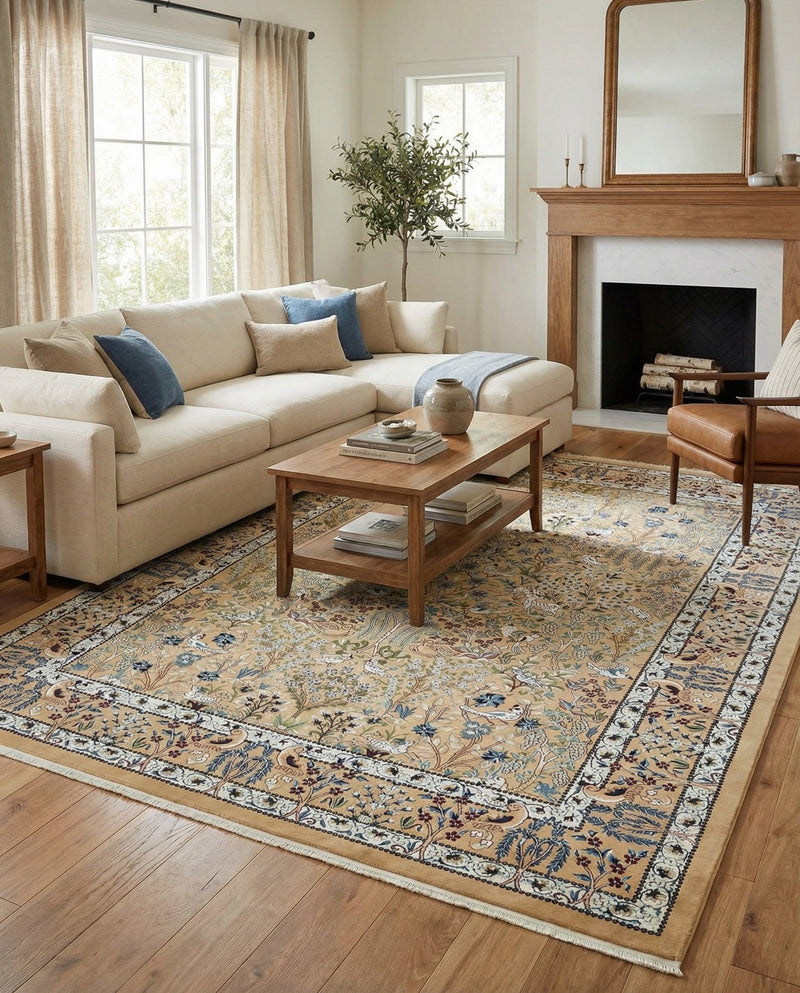 Persian Elegance Collection Area Rug -  Kerman (Beige) Rectangle Beige  lifestyle 5