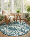 Seaside Blooms Collection Area Rug - Verdure (Teal) Round Teal  lifestyle 65