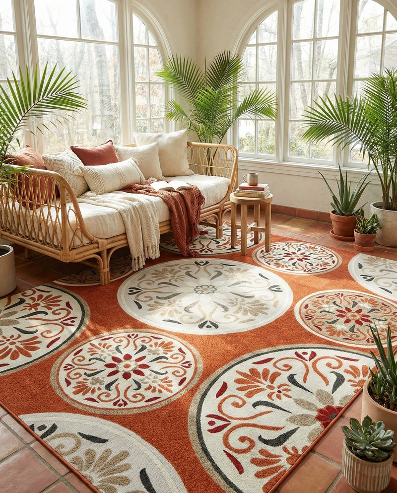 Urban Terrace Collection Area Rug -  Deck Rectangle Terracotta  lifestyle 7