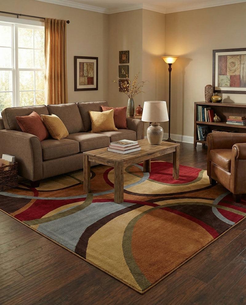 Bistro Lounge Collection Area Rug -  Macchiato Square Multi  lifestyle 59