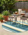 Terrace Fringe Collection Area Rug -  Veranda Round Multi  lifestyle 55