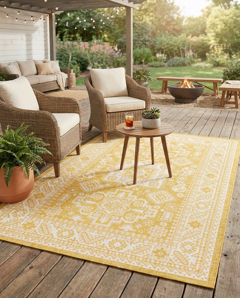 Tribal Terrace Treasures Collection Area Rug -  Incan Isle (Yellow) Rectangle Yellow  lifestyle 22