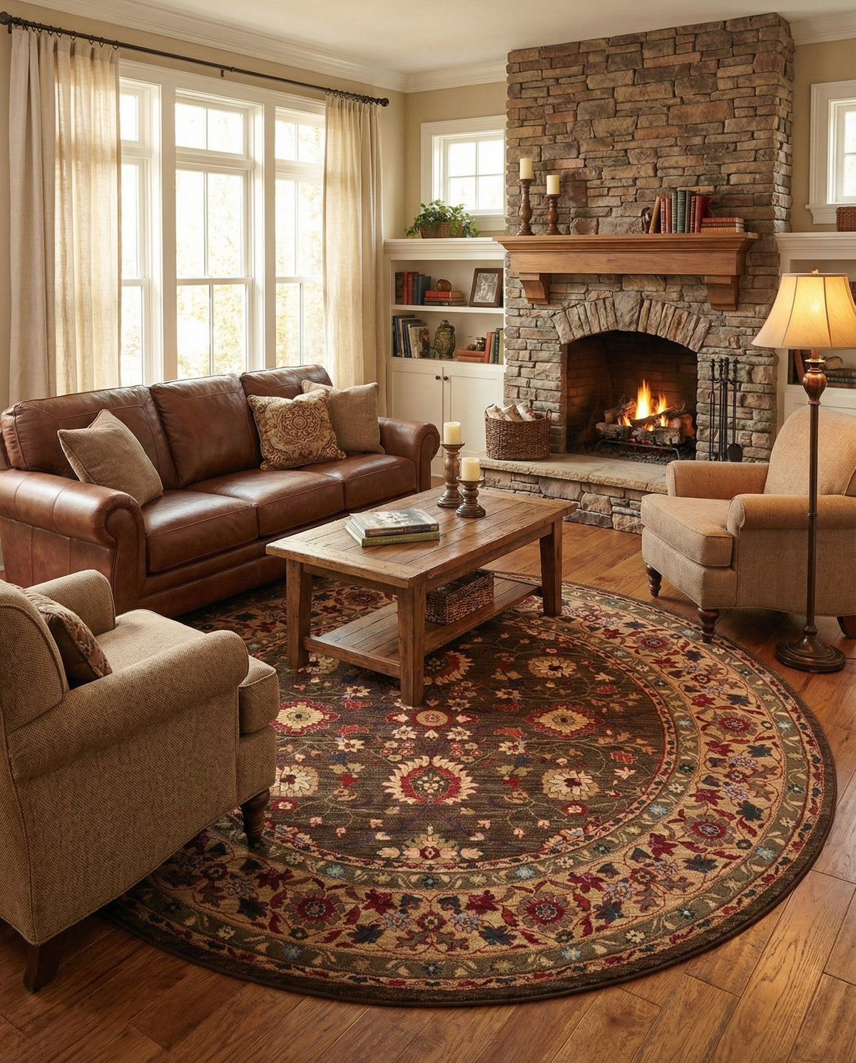 Chelsea Elegance Collection Area Rug -  Osterley Round Light Brown  lifestyle 185