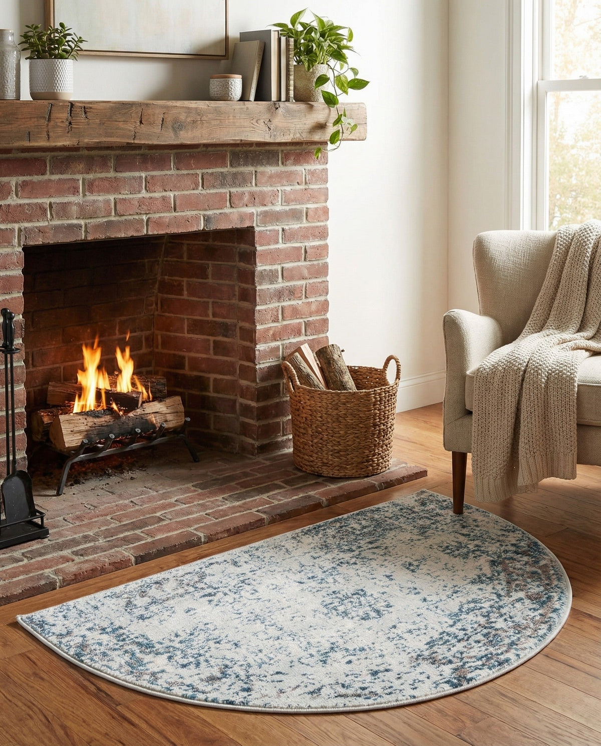 Riviera Elegance Collection Area Rug - Antibes (Light Blue) Hearth Light Blue  lifestyle 100