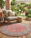 Patio Heritage Collection Area Rug -  Serenity Round Vintage Salmon Coral  lifestyle 74