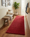 Solid Shag Seaside Collection Area Rug - Azure Cove (Red) Runner Red  lifestyle 46