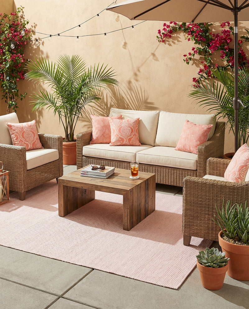 Jill Zarin Sedona Oasis Outdoor Collection Area Rug - Coconino (Pink Roses) Rectangle Pink Roses  lifestyle 5