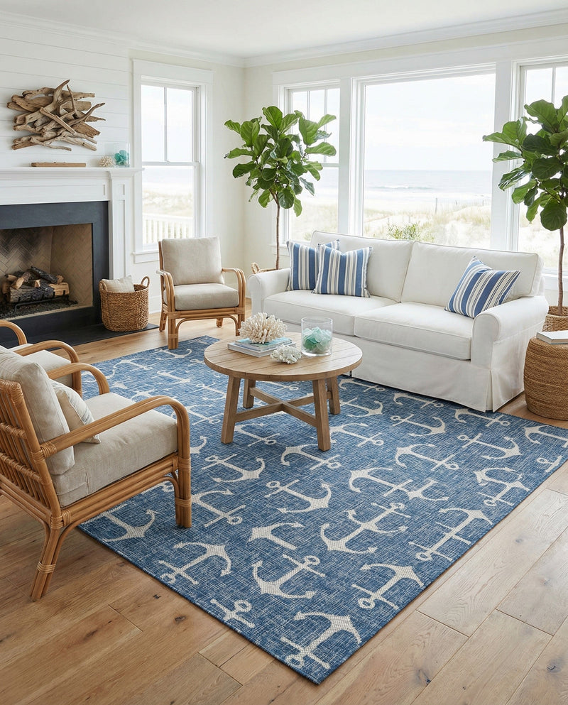 Seaside Haven Rugs Collection Area Rug - Sapphire (Blue) Rectangle Blue  lifestyle 4