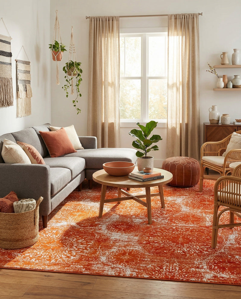 Riviera Elegance Collection Area Rug -  Monaco (Orange) Rectangle Orange  lifestyle 19
