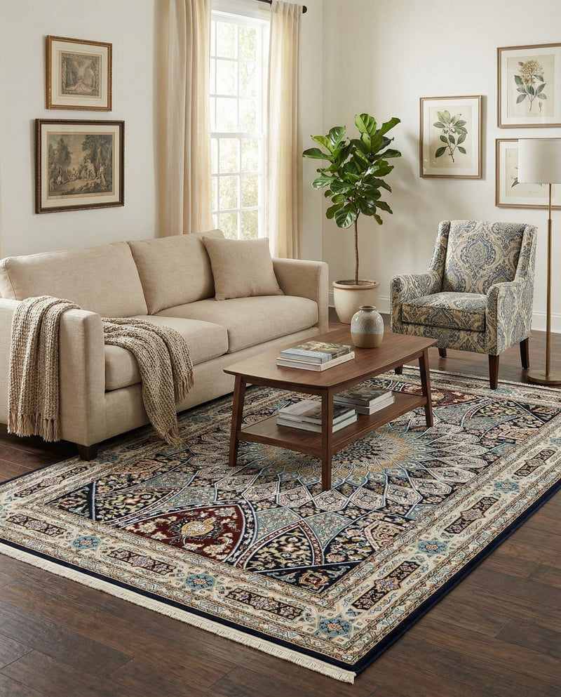 Persian Elegance Collection Area Rug -  Hamedan (Navy Blue) Rectangle Navy Blue  lifestyle 5