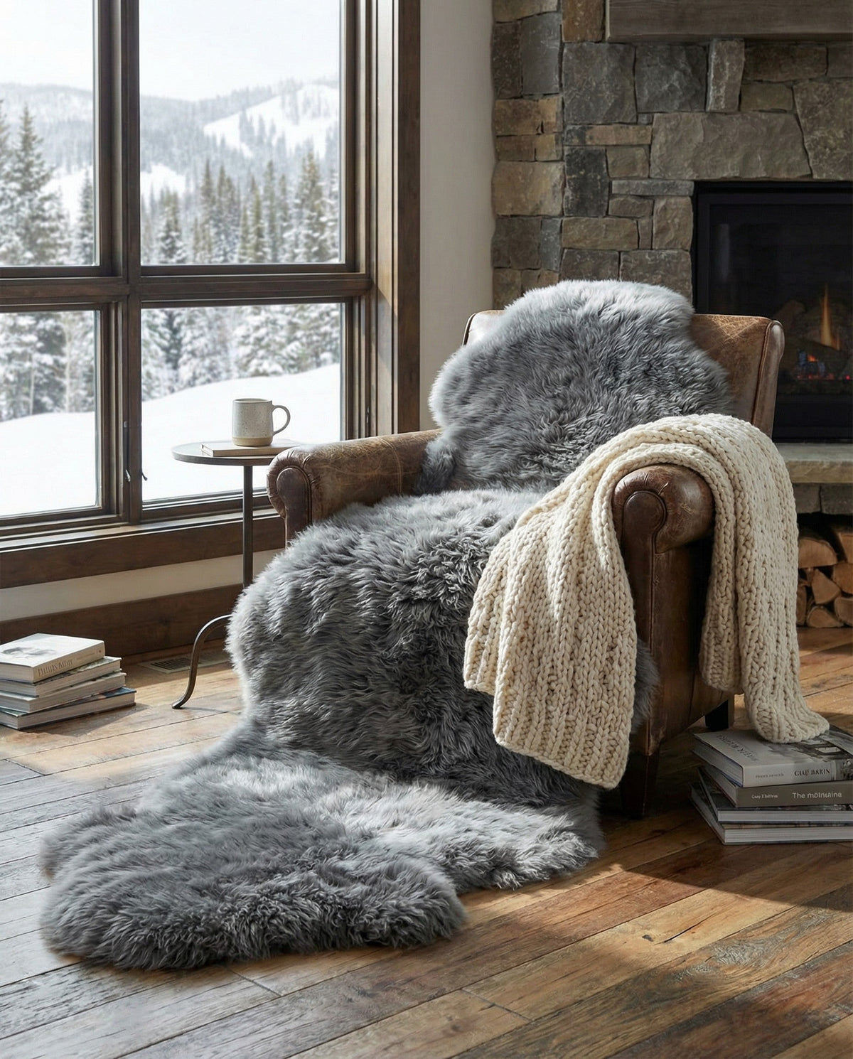Arctic Lambskin Luxe Collection Area Rug - Tundra Runner Gray  lifestyle 142