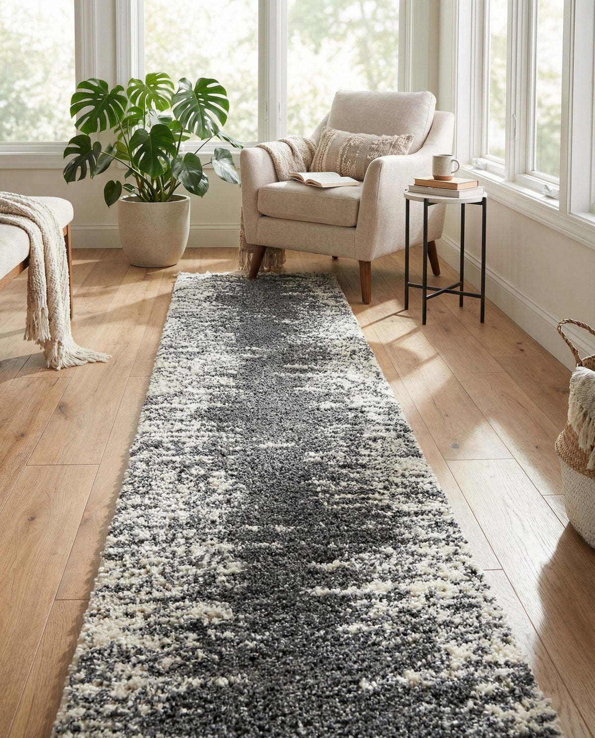 Tranquil Tides Shag Collection Area Rug - Marina Runner Gray  lifestyle 188